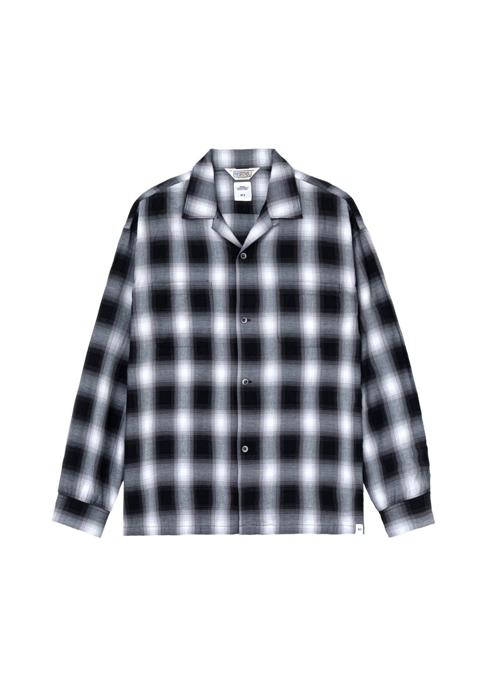 FIVE BROTHER Ex. L/S CHECK SHIRT "VIN" (GRAY) / ファイブ ブラザー コラボ チェック シャ