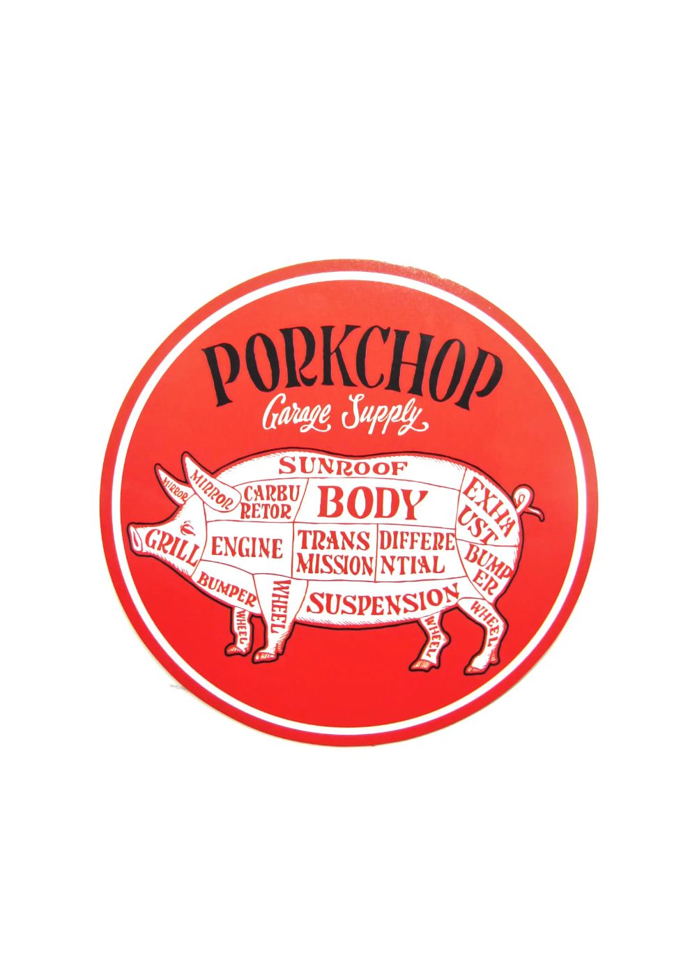 PORKCHOP GARAGE SUPPLY - PORKCHOP CIRCLE STICKER (BLACK