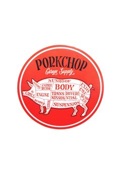 【ラスト1点】PORKCHOP CIRCLE STICKER (RED×WHITE) / ポークチョップ サークルステッカー