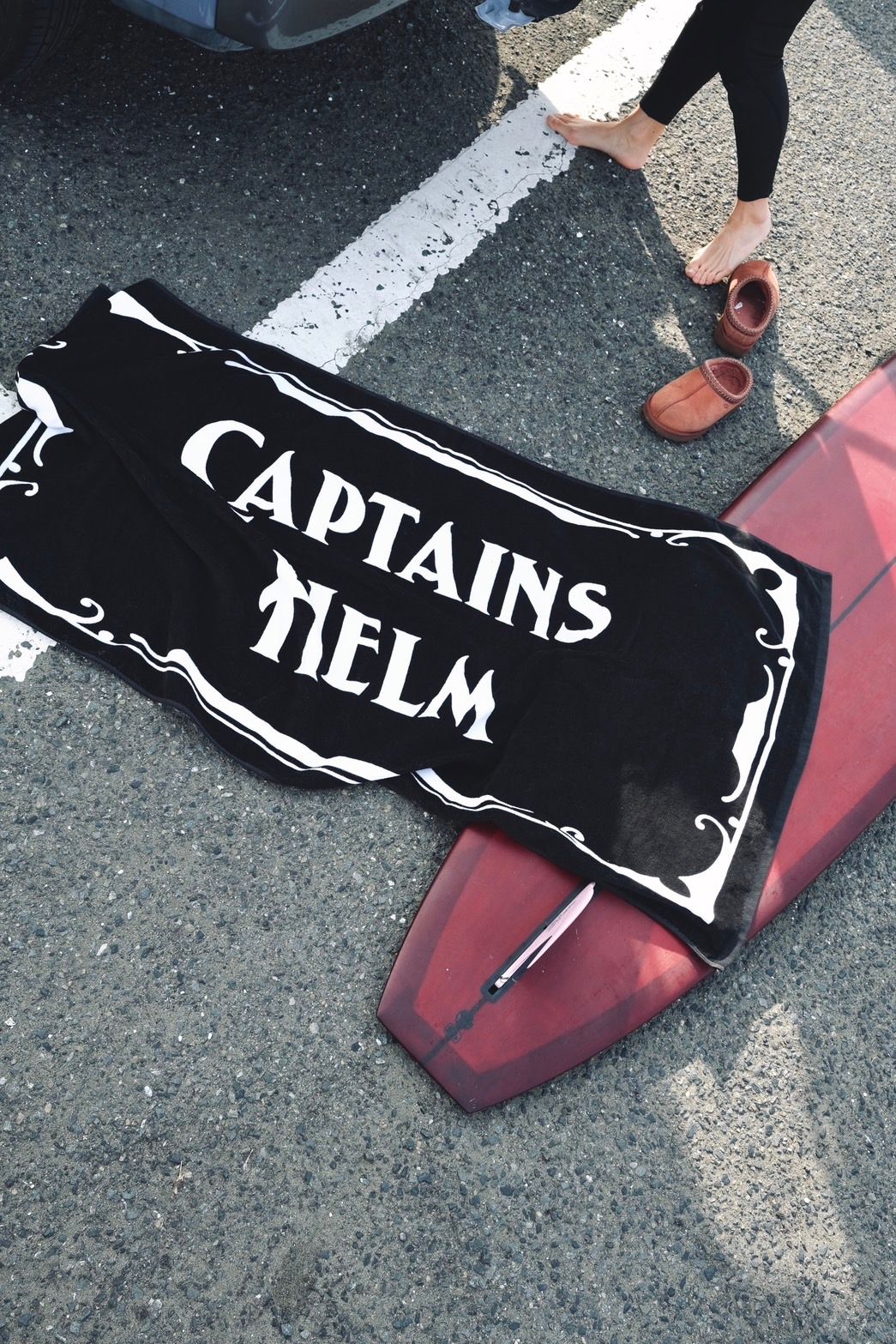 LOGO BEACH TOWEL -IMABARI MADE- (BLACK) / ロゴ ビーチ タオル