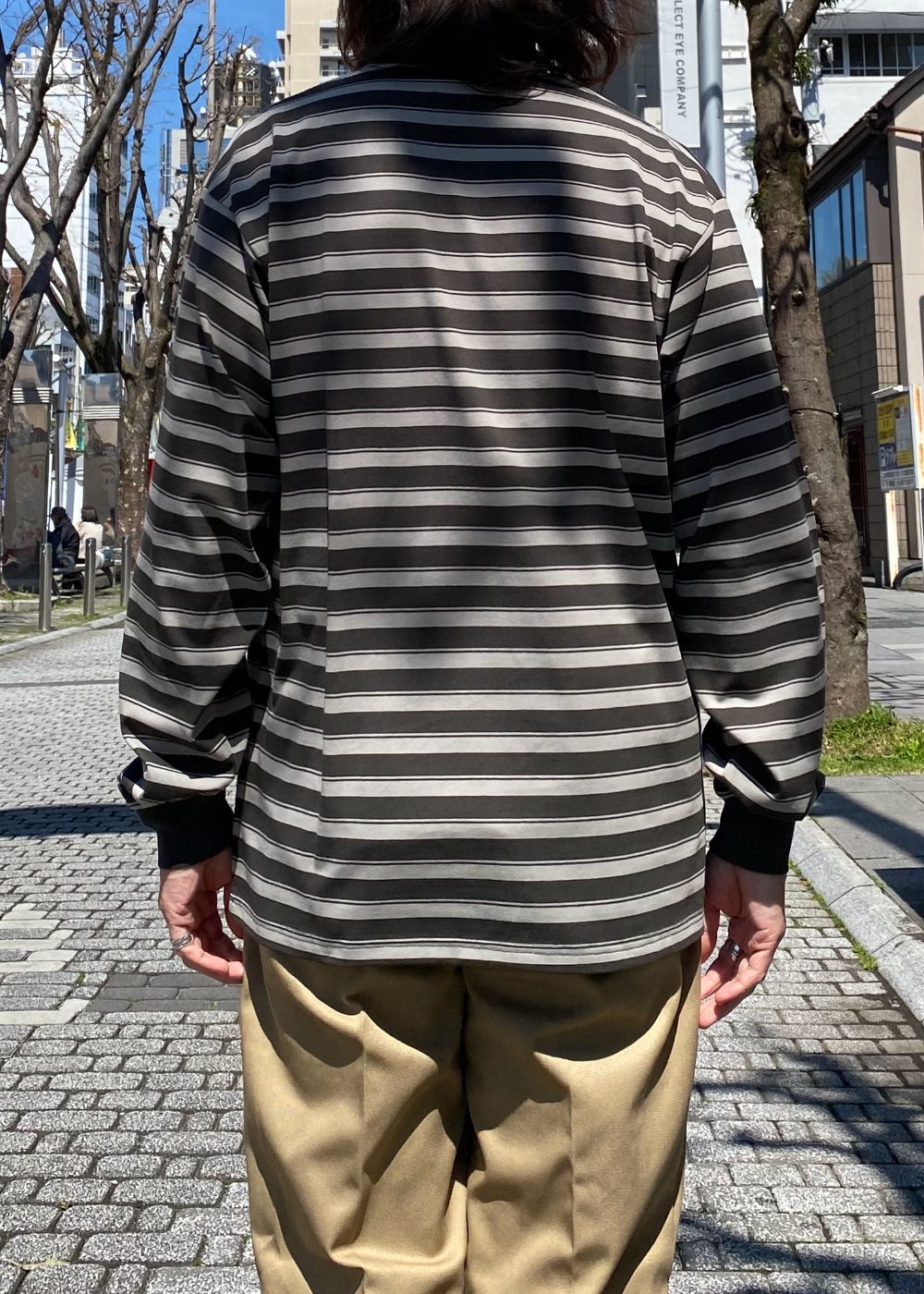 Border L/S Tee (GRAY×CHARCOAL GRAY) / ボーダー ロングスリーブ Tシャツ