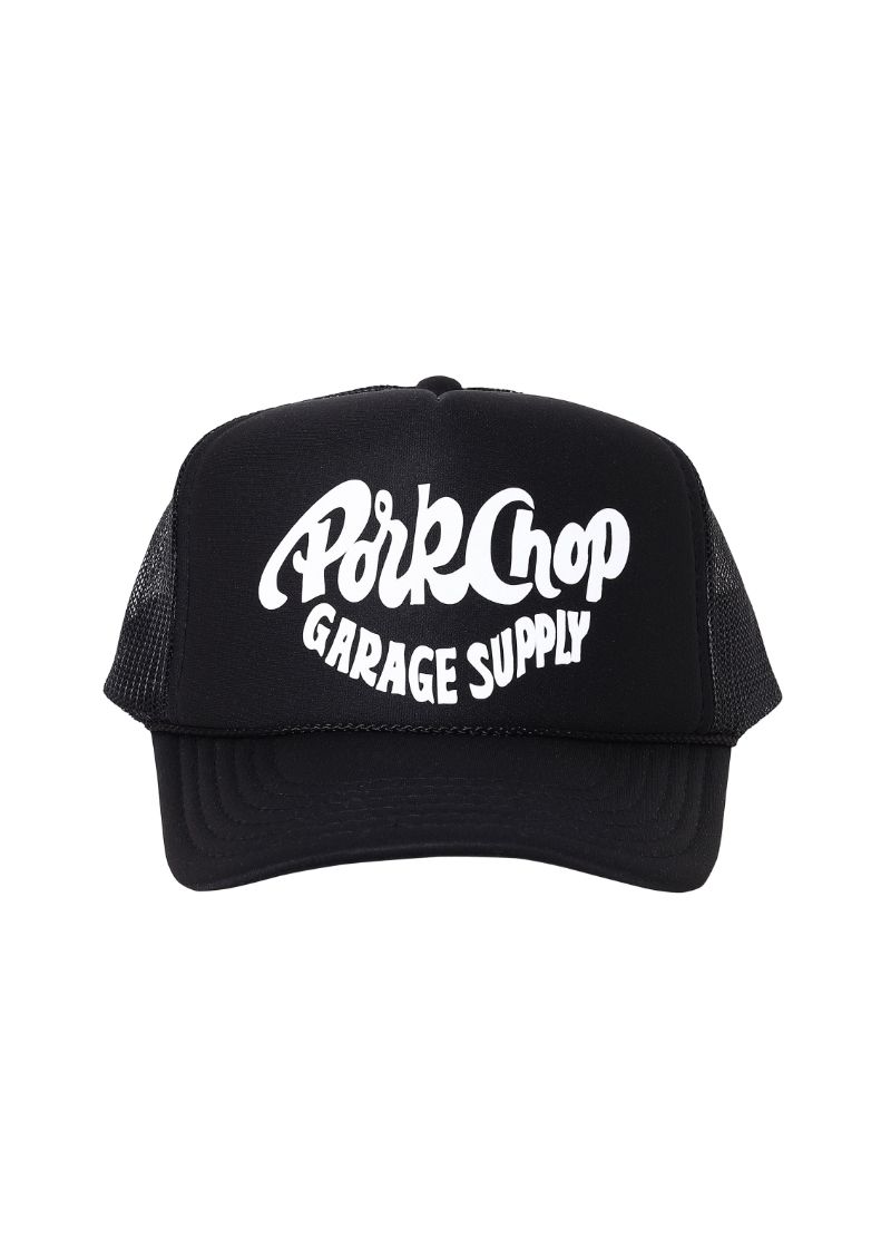 PORKY MESH CAP (BLACK) / ロゴ プリント メッシュキャップ