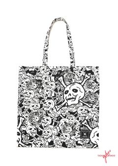 雑踏髑髏 トートバック (BLACK) / ×横尾忠則 髑髏柄 コラボ トートバッグ