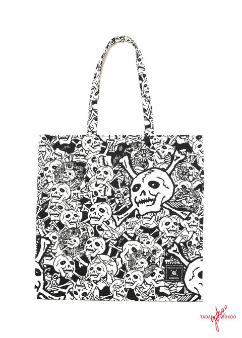 雑踏髑髏 トートバック (BLACK) / ×横尾忠則 髑髏柄 コラボ トートバッグ