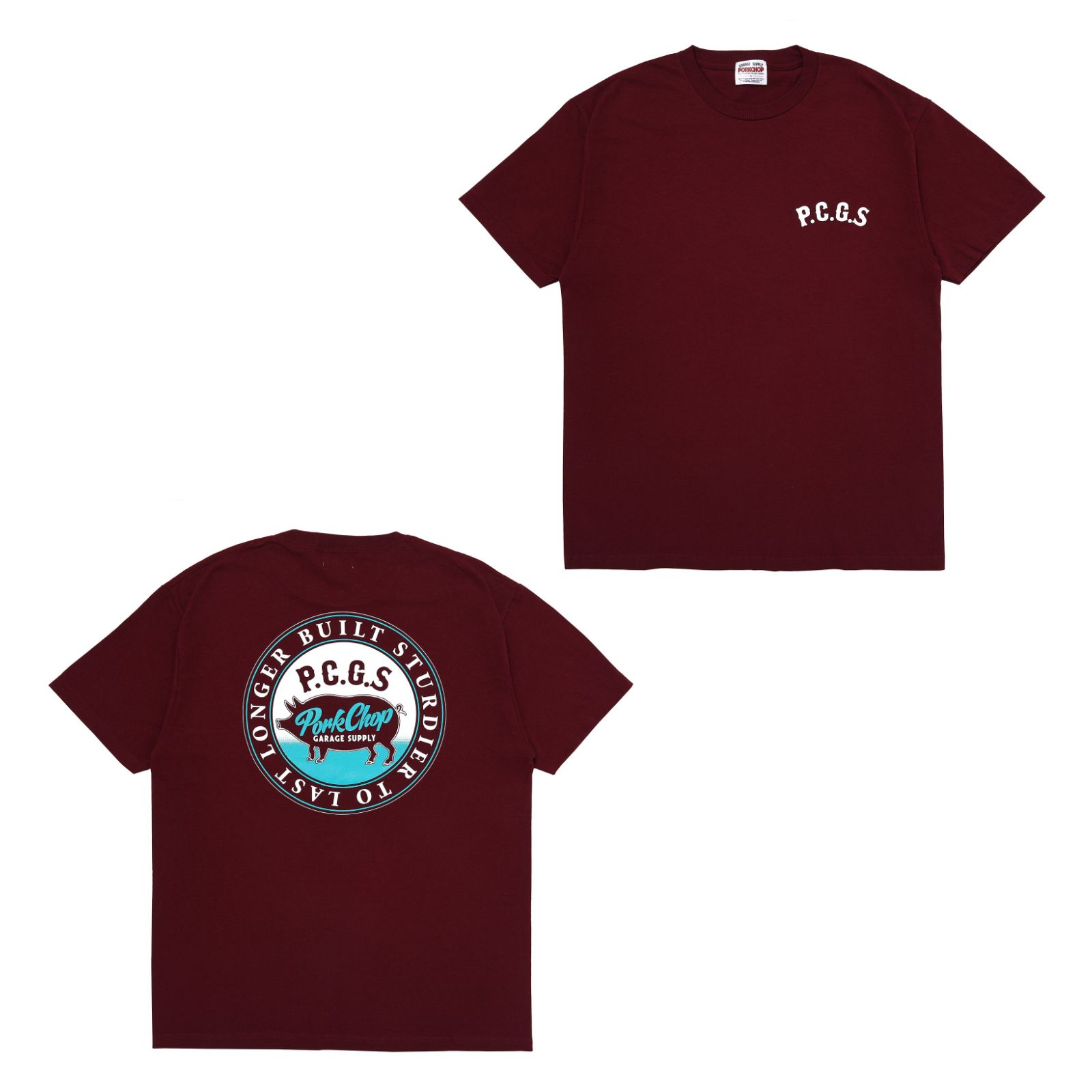PORKCHOP GARAGE SUPPLY - CIRCLE PORK TEE (BURGUNDY