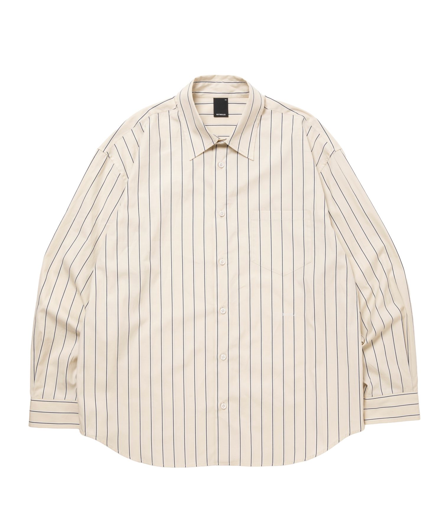 R9 STRIPE SHIRT (BEIGE) / オープンカラー ストライプ シャツ