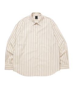 R9 STRIPE SHIRT (BEIGE) / オープンカラー ストライプ シャツ