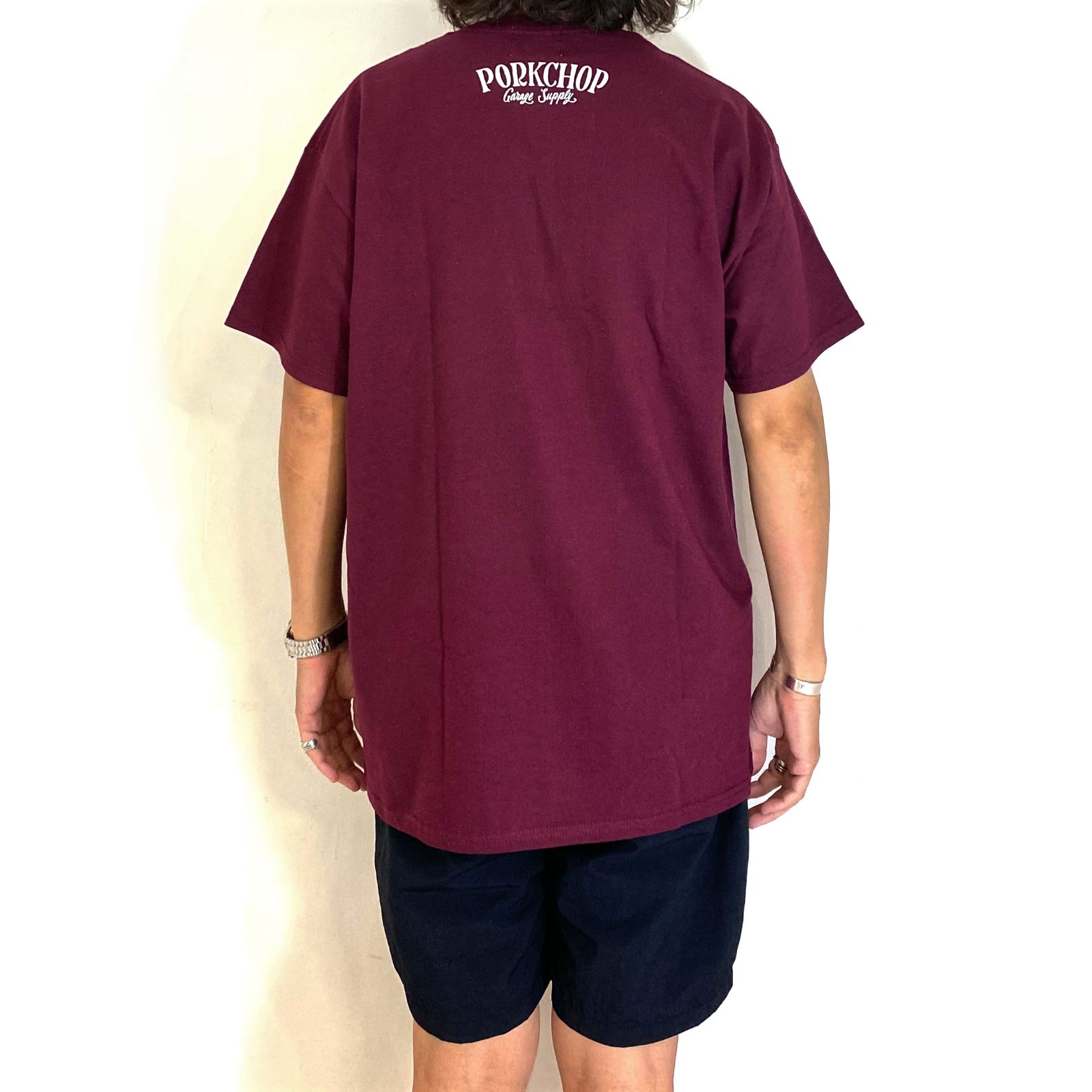 キムタク着用　ポークチョップ　PORK FRONT TEE BURGUNDY M XL BG PORKCHOP PORK FRONT TEE 木村拓哉 - メルカリ