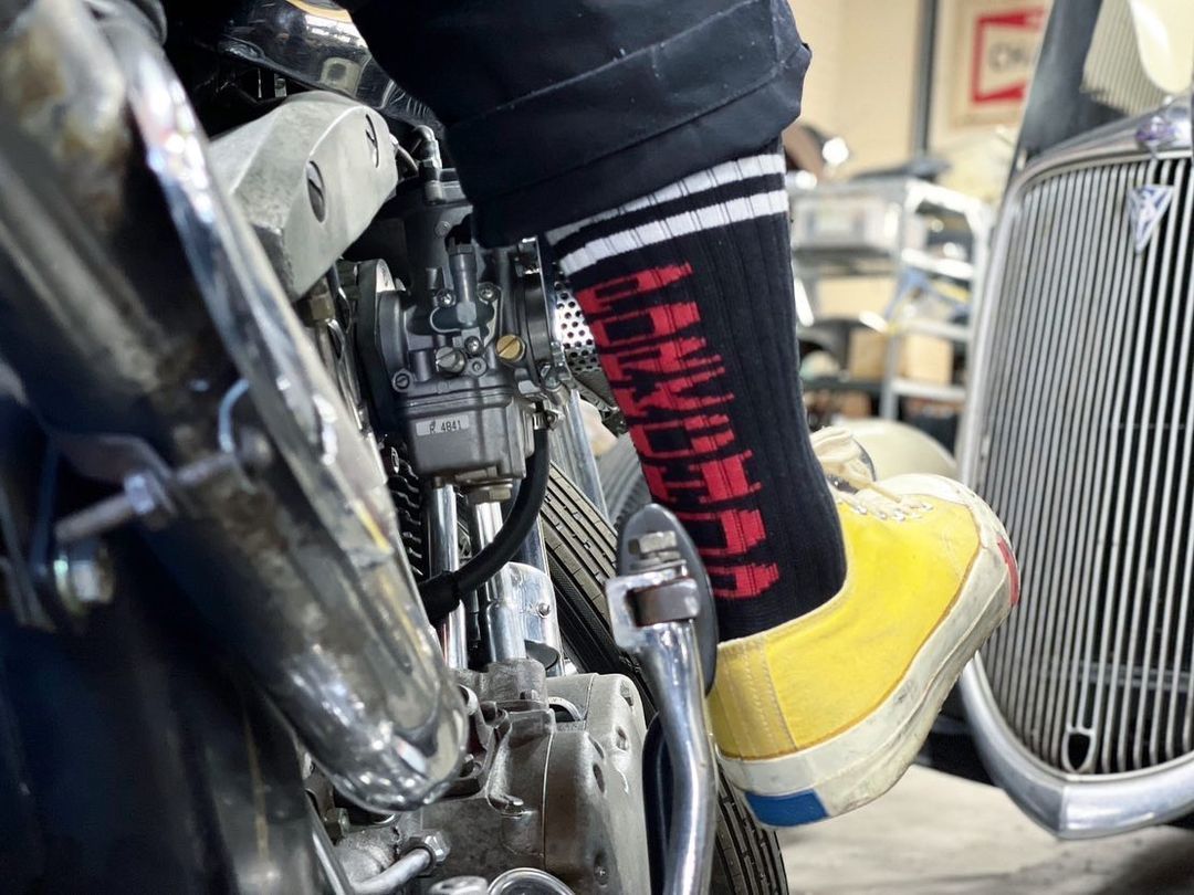 PORK SOX P-22 type-D (BLACK) / ジャガードロゴソックス