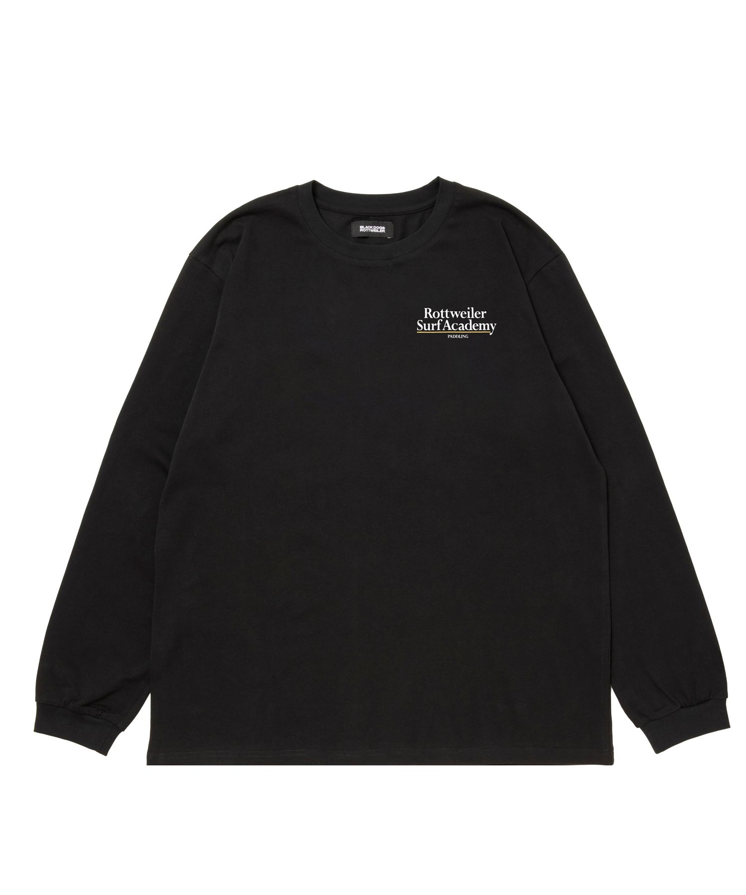 R9 SURF ACADEMY LS TEE (BLACK) /  オリジナル ロゴプリント ロングスリーブ Tシャツ