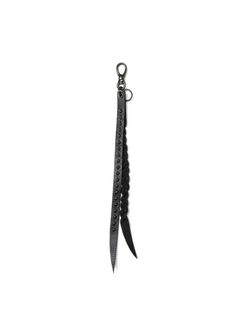 【ラスト1点】STUDS & KNITTING LEATHER LONG KEY RING ＜TYPE B＞ (BLACK/BLACK) / スタッズ レザー キーリング