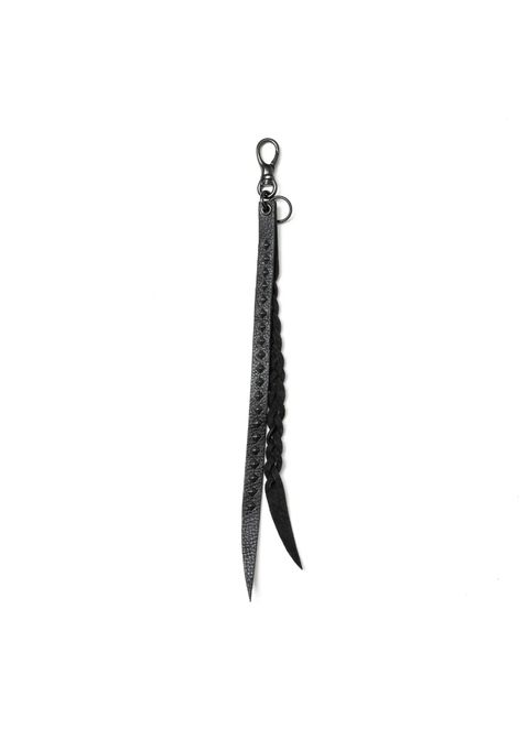 【ラスト1点】STUDS & KNITTING LEATHER LONG KEY RING ＜TYPE B＞ (BLACK/BLACK) / スタッズ レザー キーリング