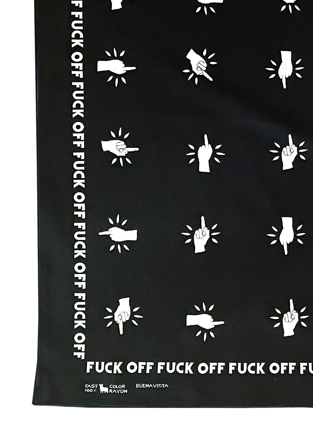 【ラスト1点】Fuck off bandanna (BLACK) / オリジナル レーヨン バンダナ