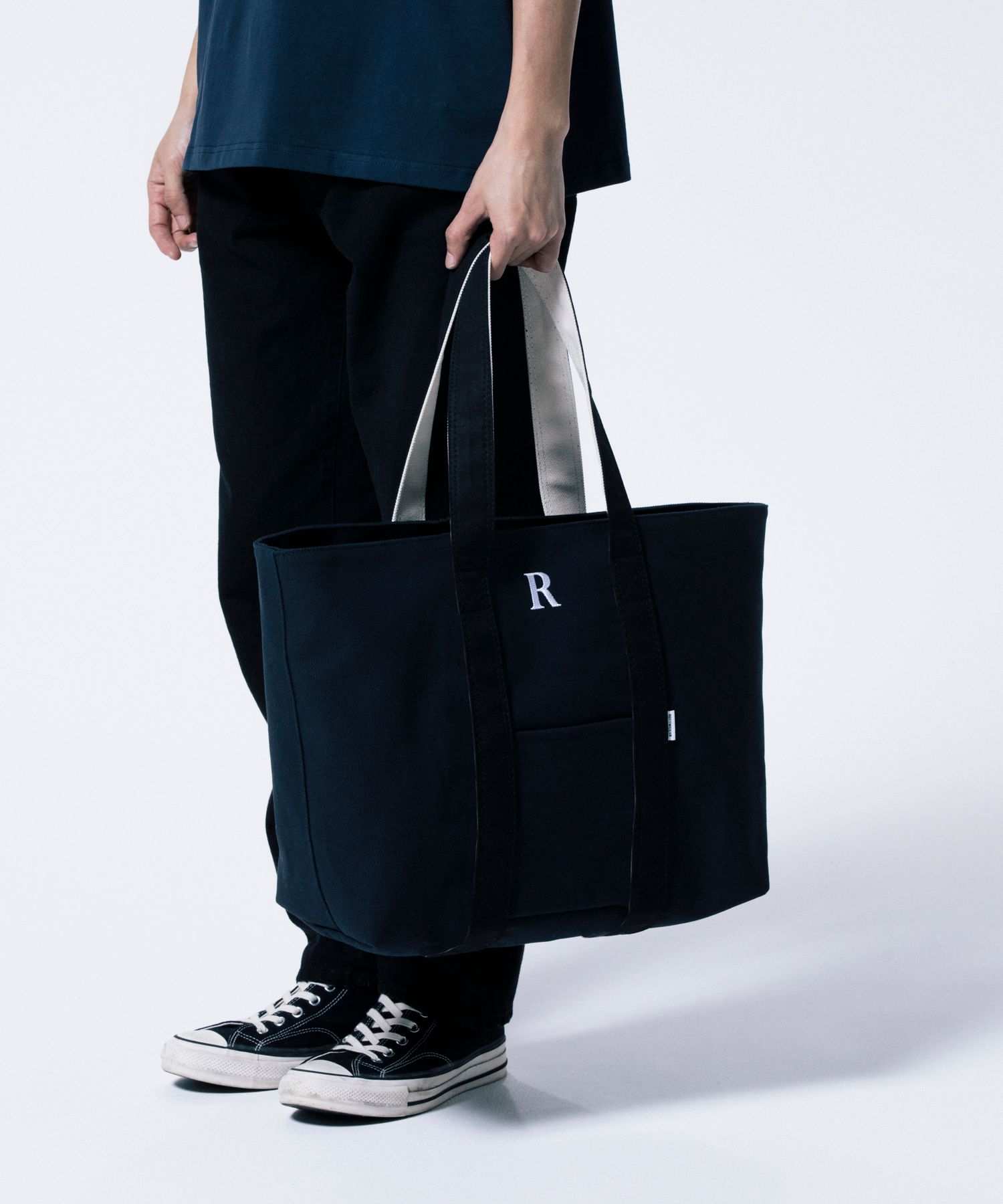 R9 LARGE TOTE BAG (BLACK) / 定番 キャンバス トート バッグ