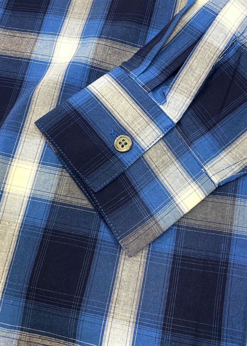 L/S CHECK SHIRT (NAVY×OFF WHITE) / チェック L/S シャツ