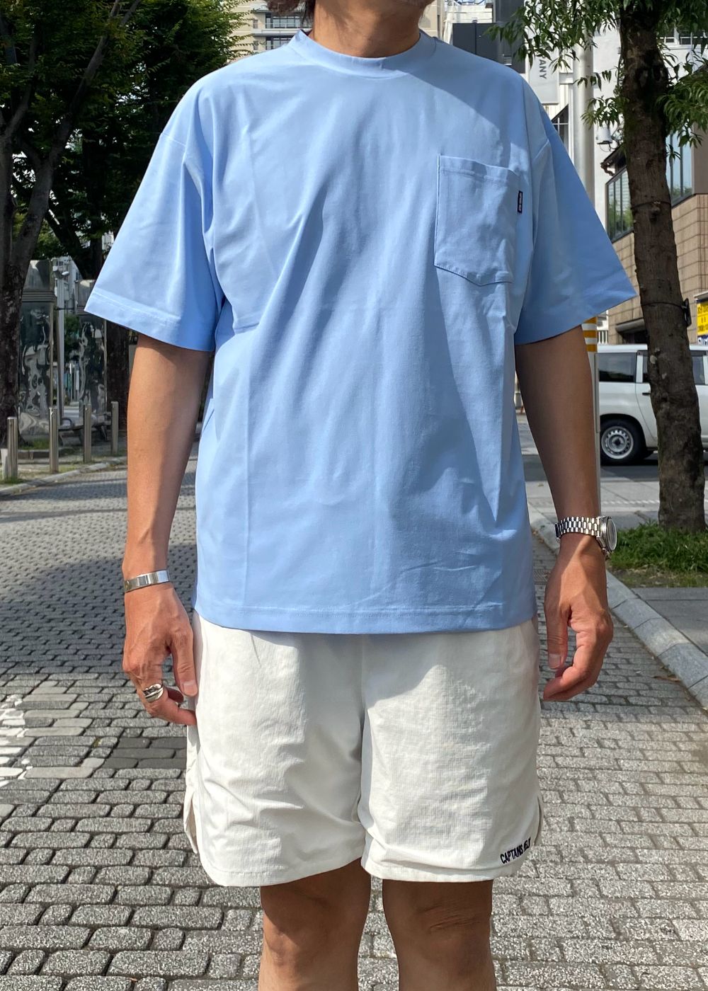 LIGHT&DRY SUMMER TEE (LIGHT BLUE) / ドライ ストレッチ ポケット Tシャツ