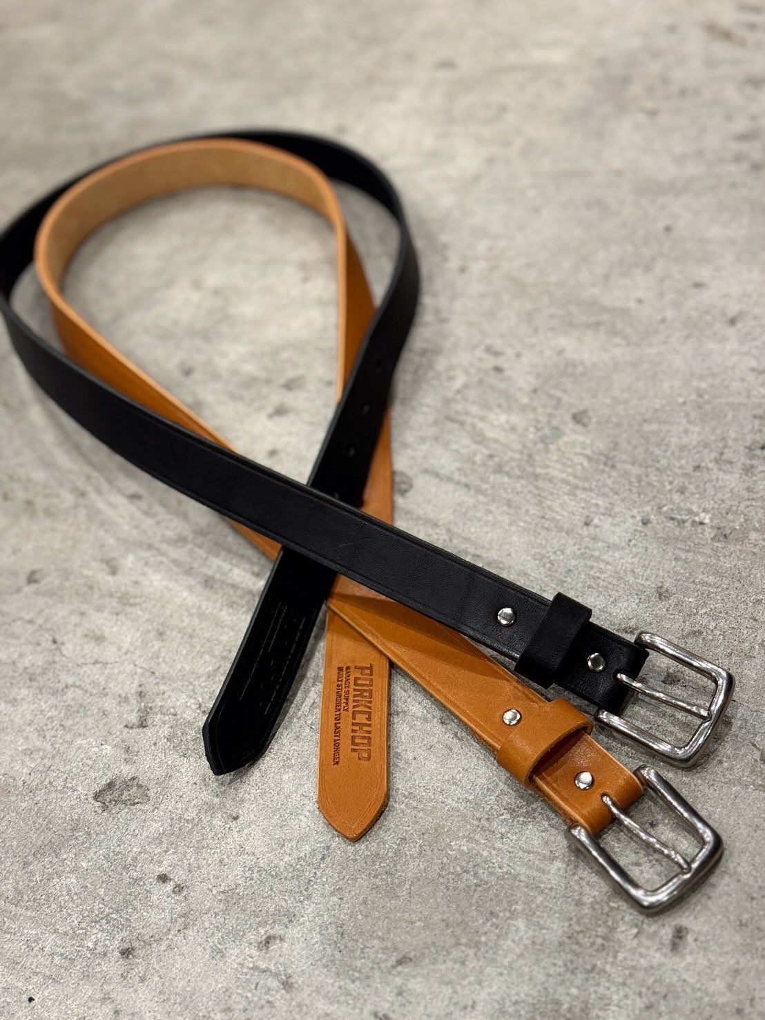 LEATER BELT (CAMEL) / レザー ナロー ベルト