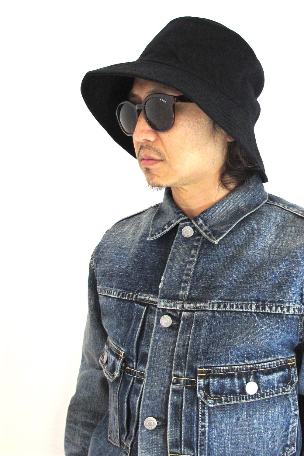 MINEDENIM - Black Denim Bucket HAT / ブラックデニム バケットハット ...