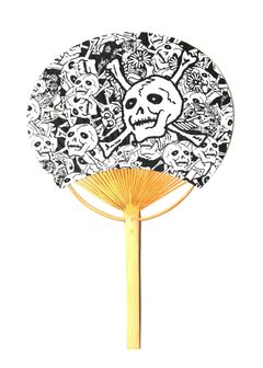 雑踏髑髏 うちわ (BLACK) / ×横尾忠則 髑髏柄 コラボ うちわ