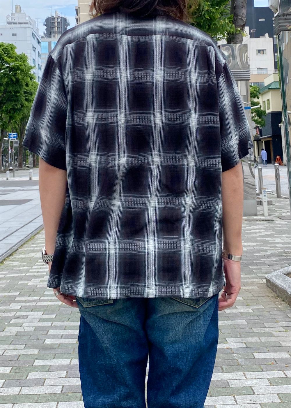 Rayon Dobby Plaid S.S Open Collar SH (BLT) / オンブレチェック オープンカラーシャツ
