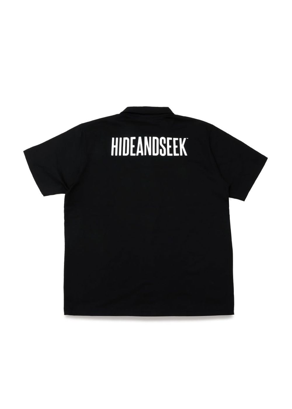 hide and seek ポロシャツ HIDE AND SEEK - Polo S/S Shirt (BLACK) / ロゴプリント