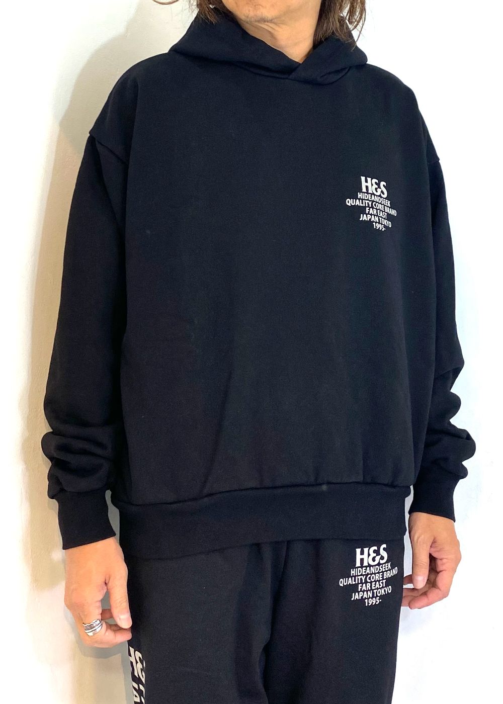 H&S Hooded Sweat Shirt (BLACK) / オリジナル セットアップスウェット パーカー / セットアップ可能