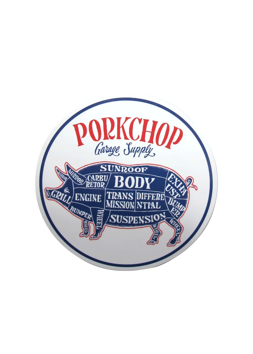 PORKCHOP GARAGE SUPPLY - PORKCHOP CIRCLE STICKER (BLACK