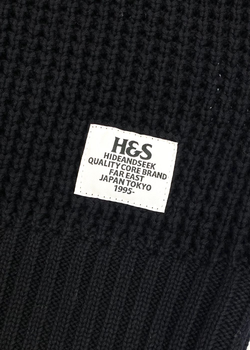 Heavy Waffle Knit Sweater (BLACK) / ヘビーワッフル コットン ニット セーター