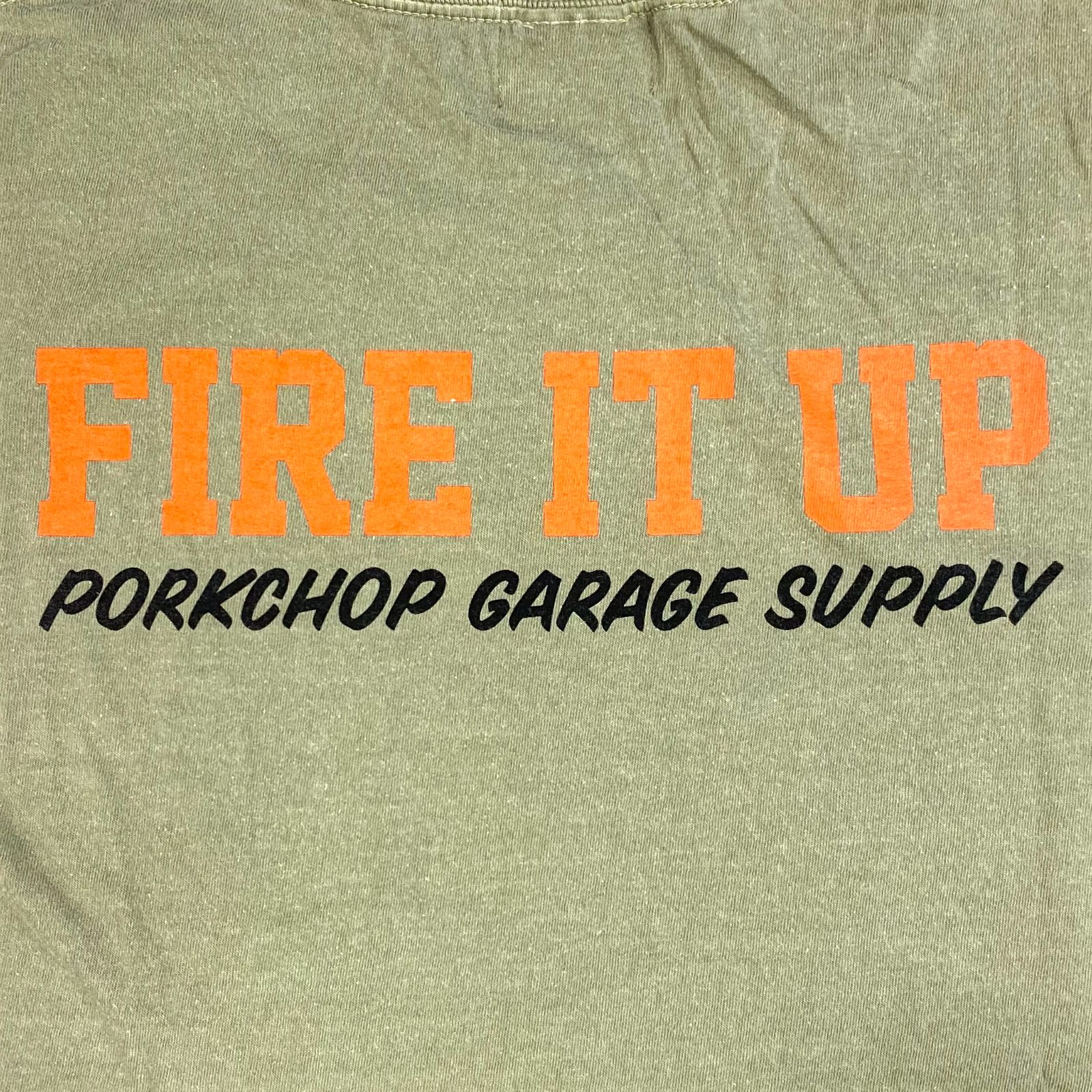 【ラスト1点】FIRE BLOCK POCKET TEE (KHAKI) / ロゴ プリント ポケットTシャツ