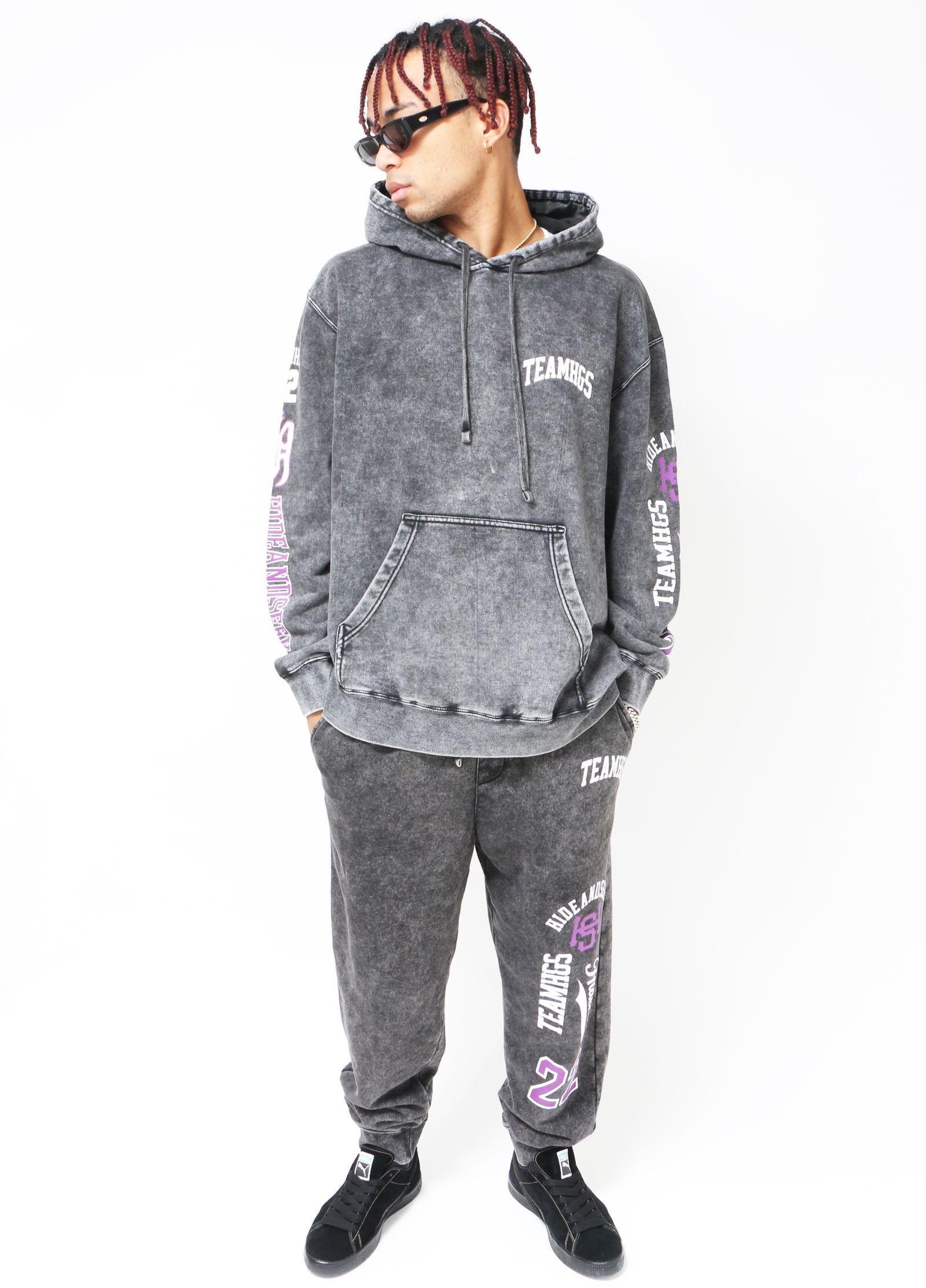 HIDE AND SEEK - TEAM SWEAT PANT (W-BLACK) / セットアップチーム