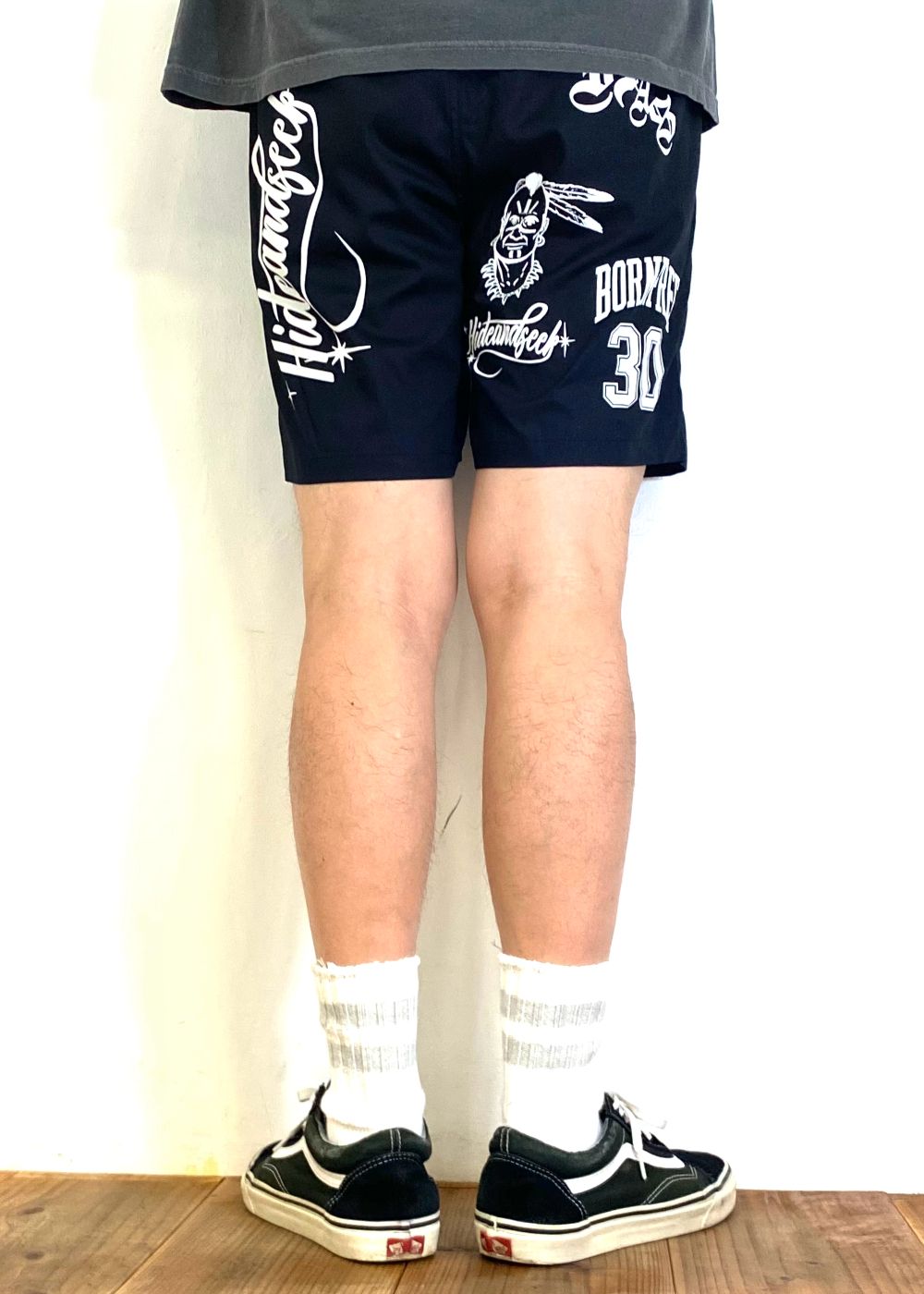 Cursive Logo Beach Short (BLACK) / プリント イージーショーツ
