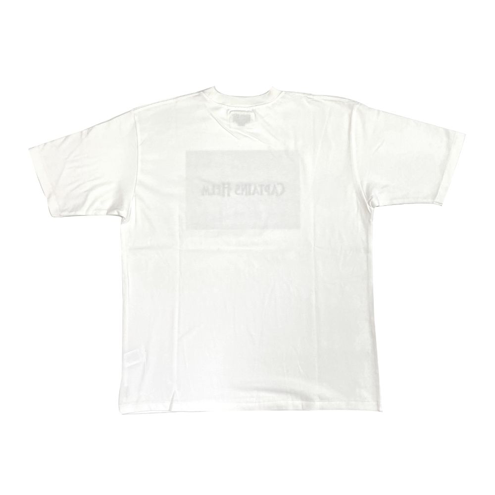 【ラスト1点】CAPTAIN’S FLAG TEE (WHITE) / ロゴ刺繍&アメリカンフラッグ プリント Tシャツ