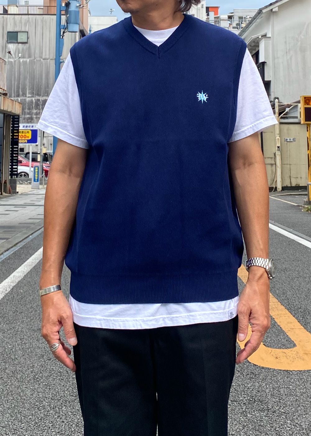 GDC×TW Cotton Knit Vest (NAVY) / ×TW コラボ ニット ベスト