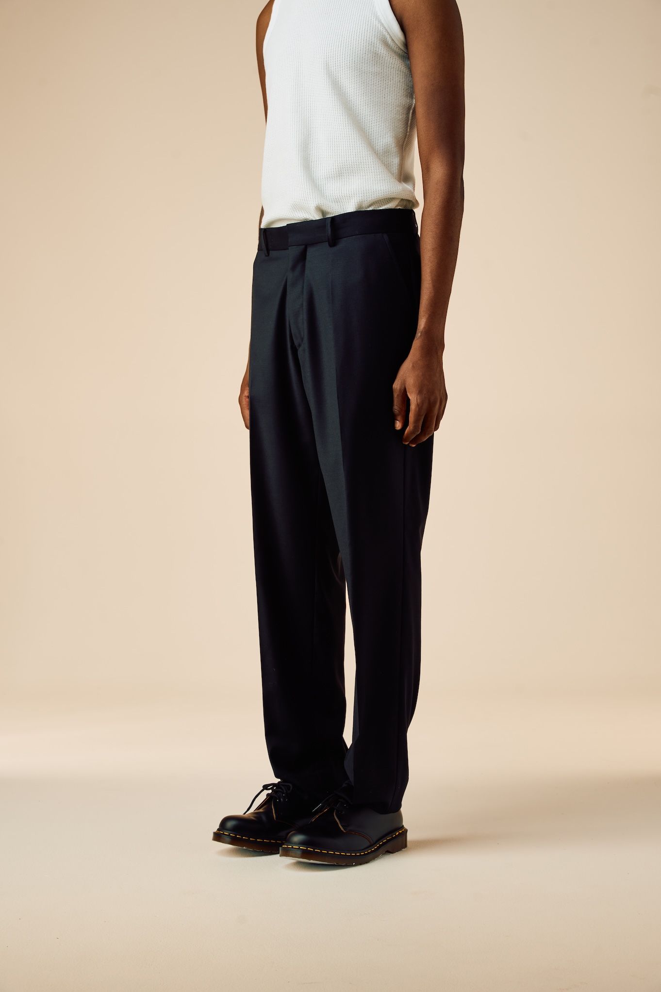10L WOOL SILK PANTS "THUNDERS" (BLACK) / ウールシルク スラックス