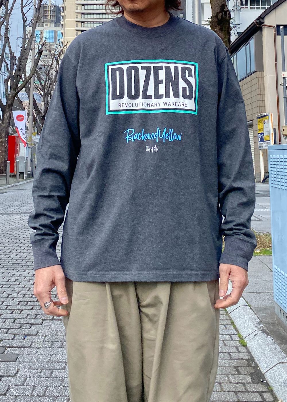 FRAME DOZENS L/S TEE (CHARCOAL) / フレーム ダズンズ ロング Tシャツ