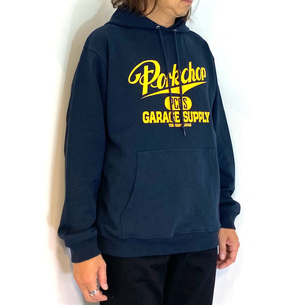 SCRIPT COLLEGE HOODIE (NAVY) / カレッジロゴ スウェットパーカー
