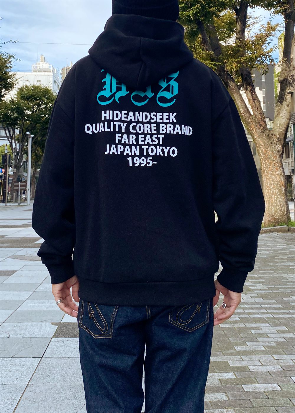 H.A.S Hooded Sweat Shirt (BLACK×GREEN) / ロゴ スウェット パーカー