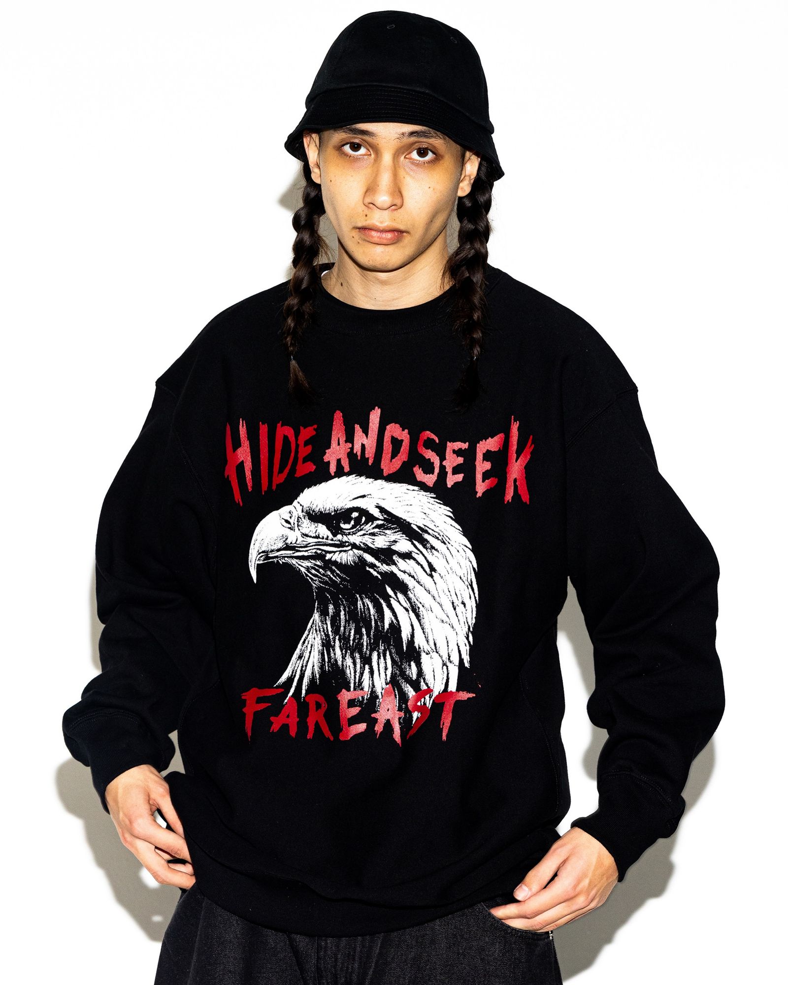 Eagle Sweat Shirt (BLACK×RED) / イーグル クルーネック スウェット