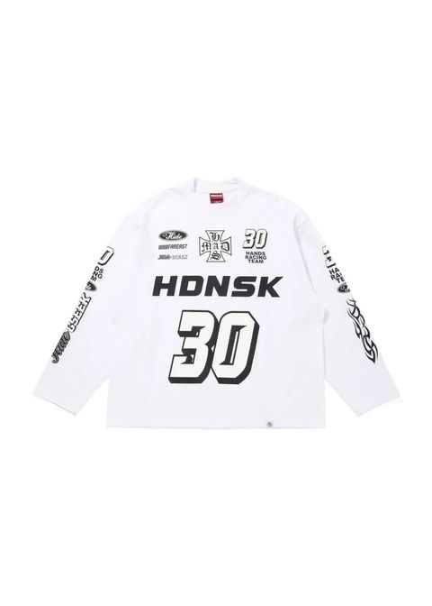 【ラスト1点】Racing L/S Tee (WHITE) / レーシング プリント ロングスリーブ Tシャツ