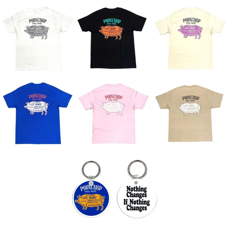 PORKCHOP GARAGE SUPPLY 新作販売告知 / カラバリ豊富な人気Tシャツ&キーホルダーのNewフェイス。