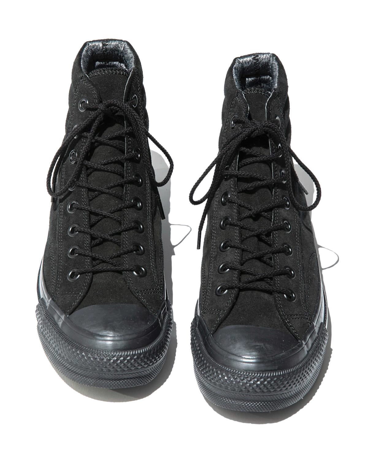 × nonnative DWELLER TRAINER 2 HI COW LEATHER WITH GORE-TEX by SPINGLE (BLACK×BLACK) / ノンネイティブ コラボスニーカー