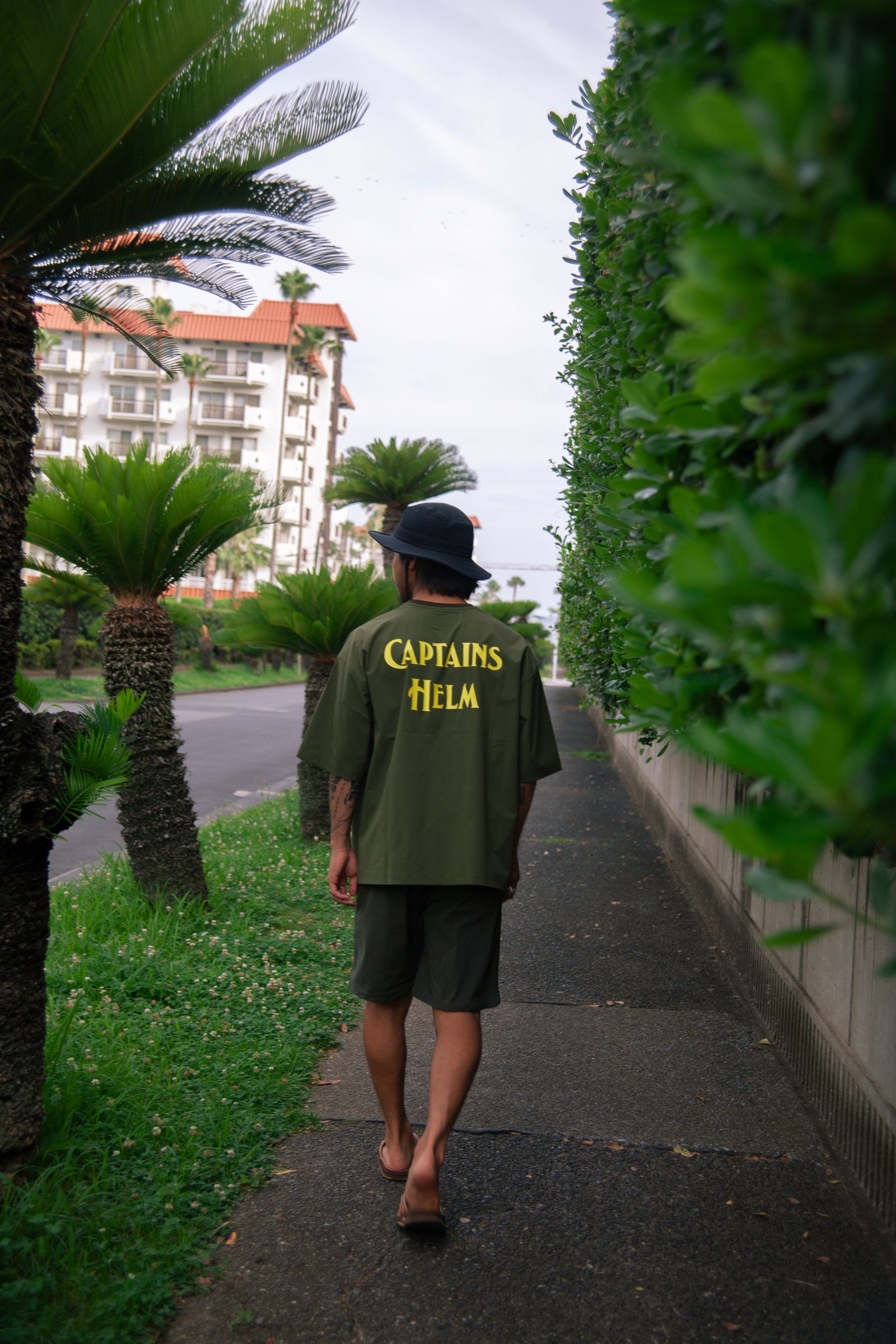 "OCEANSIDE DIVISION" HELM SURF SHORTS (OLIVE) / ドライストレッチ サーフショーツ