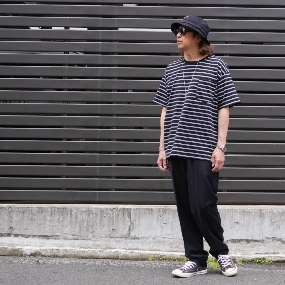 【ラスト1点】S/S POCKET T "GAZ" (BLACK) / ボーダー ポケット Tシャツ