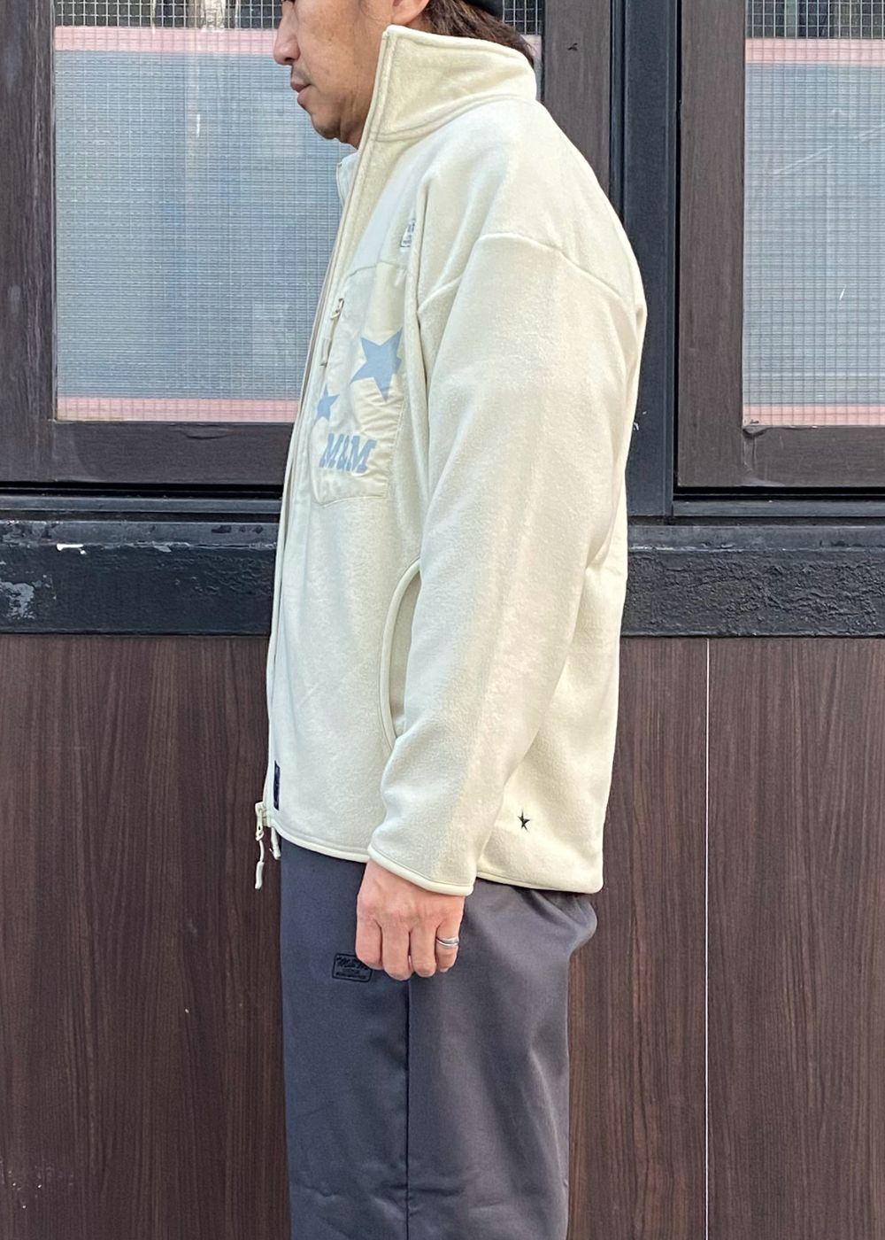 Stand zip fleece Blouson (NATURAL) / フルジップ フリース ジャケット