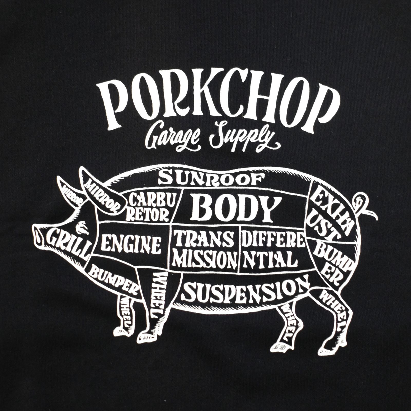 PORKCHOP - PORK FRONT SWEAT (BLACK) / 定番ロゴ クルーネック