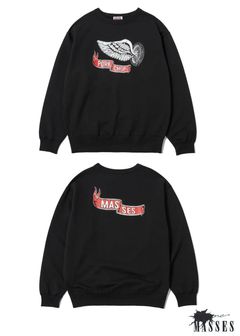SWEAT CREW FLING WEEL P (×MASSES) (BLACK) / マシス コラボレーション スウェット