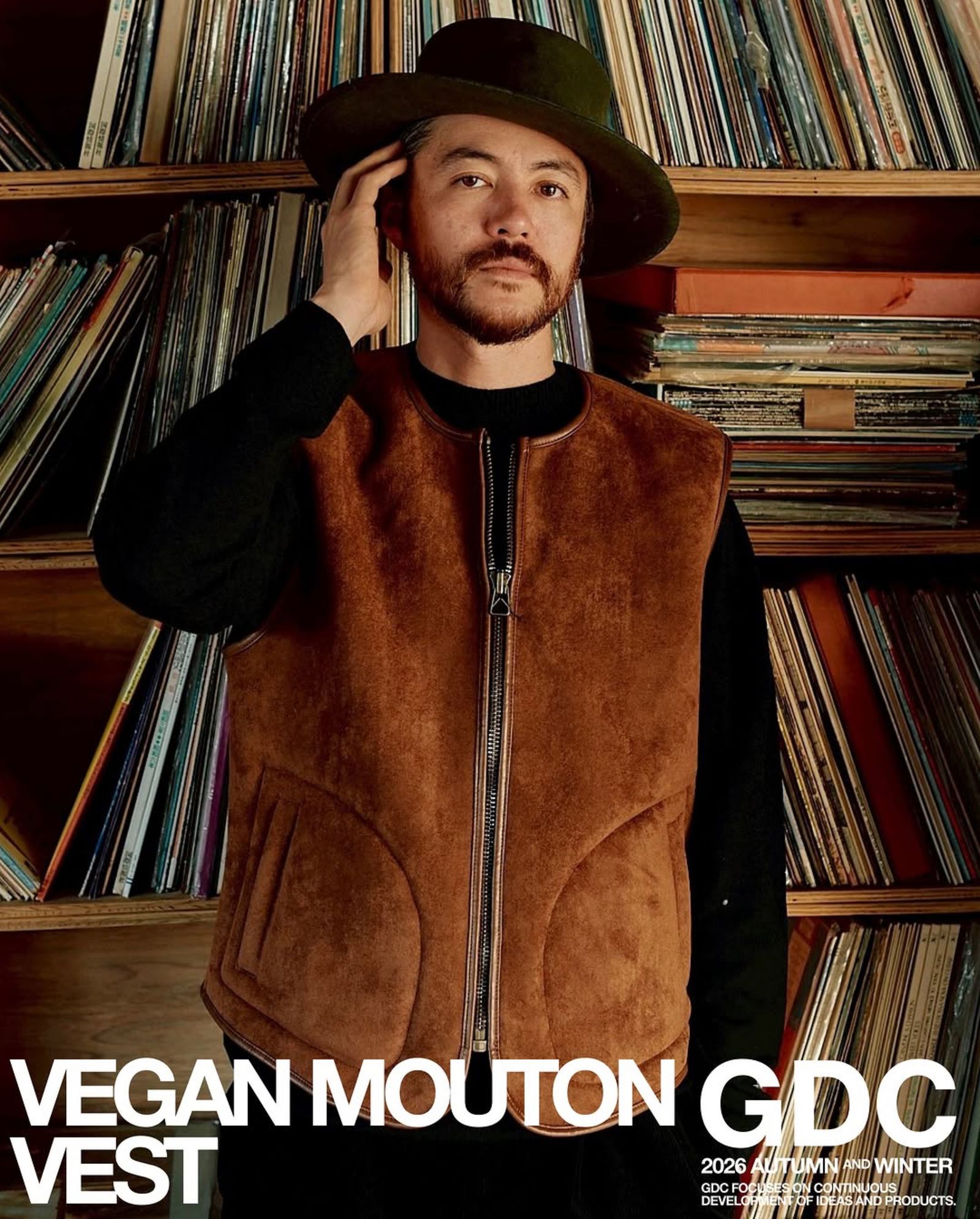 Vegan Mouton Vest (BROWN) / ビーガン ムートン ベスト