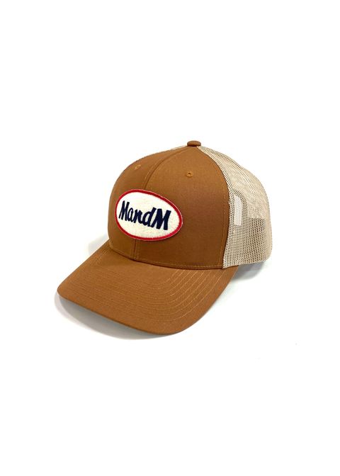 RETRO TRUCKER MESH CAP (LIGHT BROWN) / ワッペン メッシュキャップ