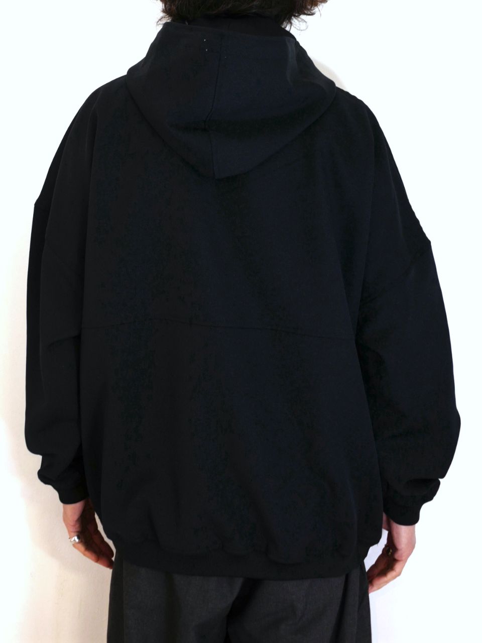 COOTIE PRODUCTIONS - Polyester Twill Half Zip Hoodie (BLACK 