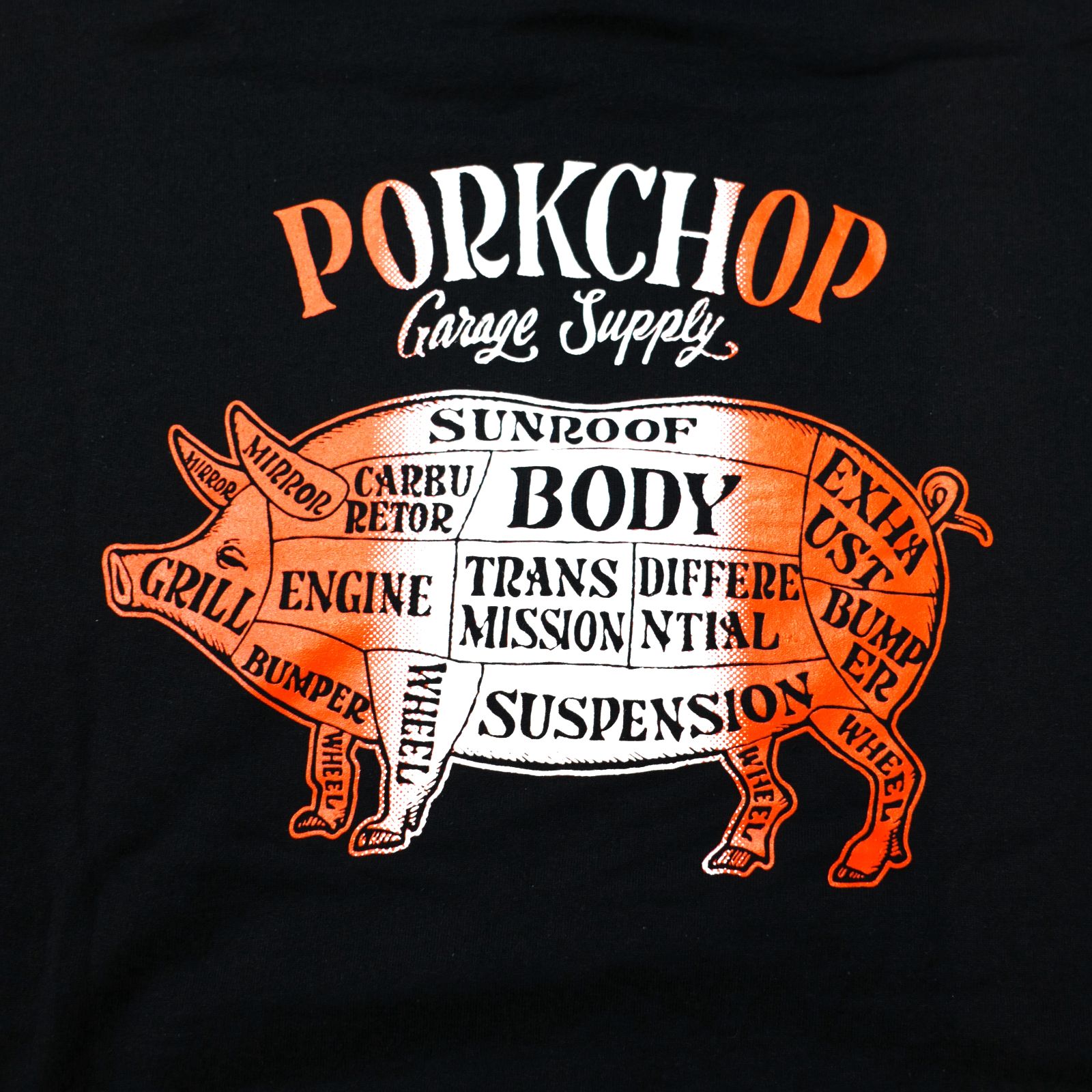 PORKCHOP - 2TONE PORK BACK HOODIE (BLACK) / 2トーン ポーク